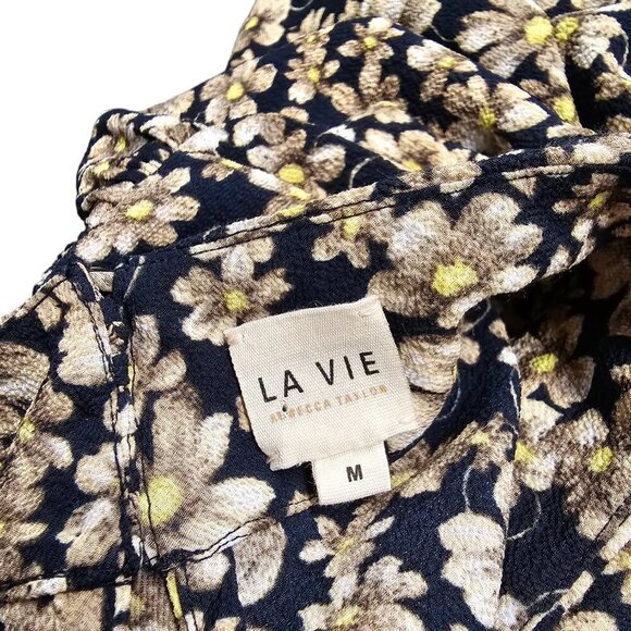 Rebecca Taylor La Vie Womens Giselle Mock Neck Floral Blouse Size Medium - Picture 3 of 9